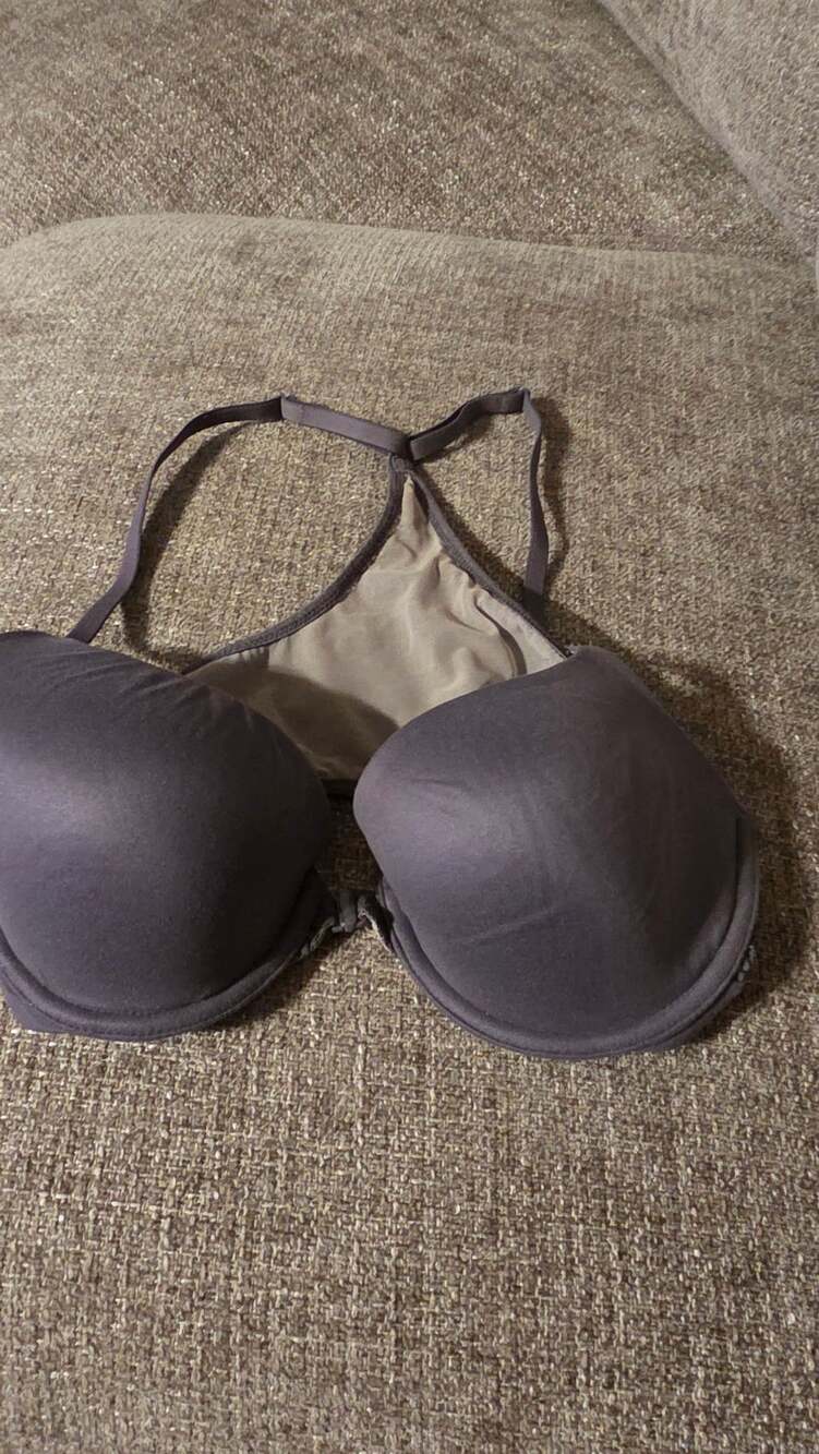 Victoria's Secret Body By Victoria Racerback Demi Bra Size 34C Gray Lace